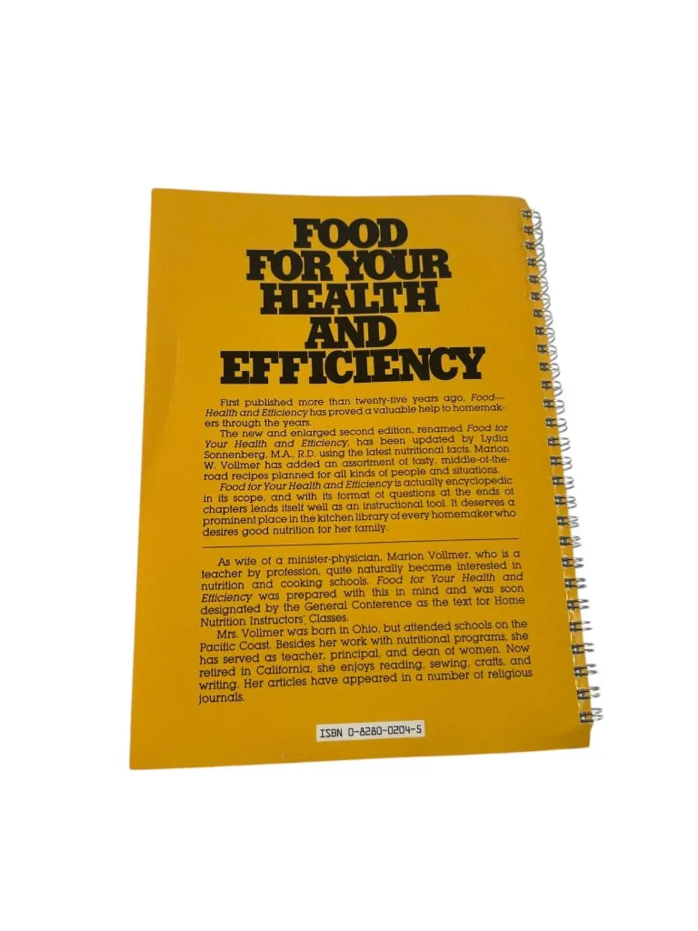 Vintage Food for Your Health and Efficiency Marion W Vollmer Cookbook Healthy